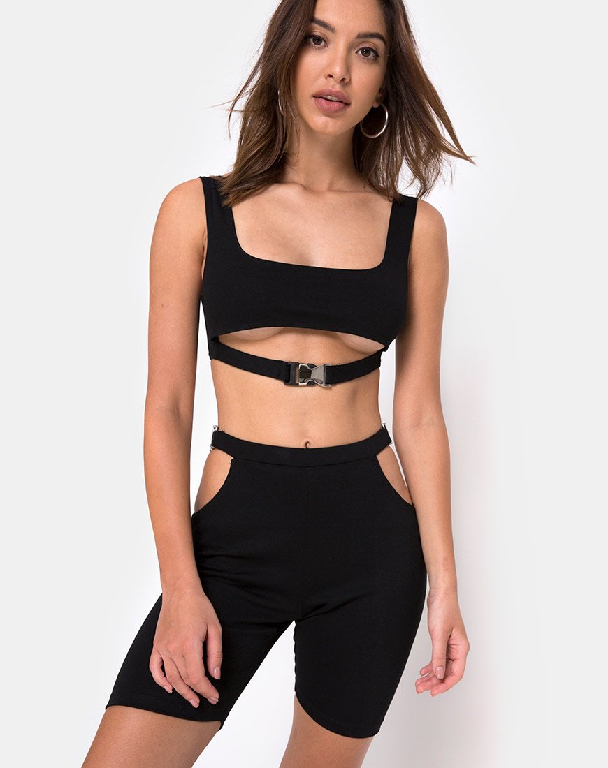 Sula Bike Short in Schwarz mit silbernen Clips