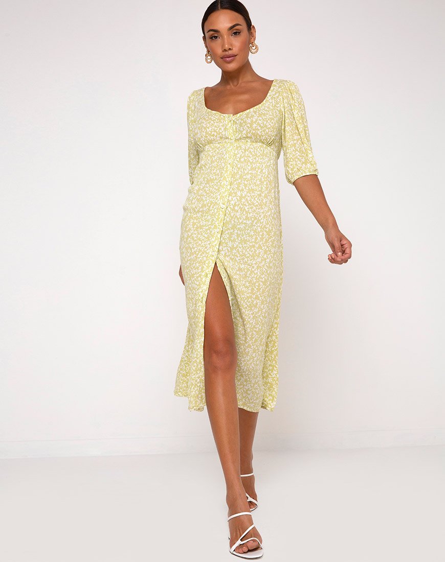 Sula Midikleid in Crinkle Botanic Mint Foam