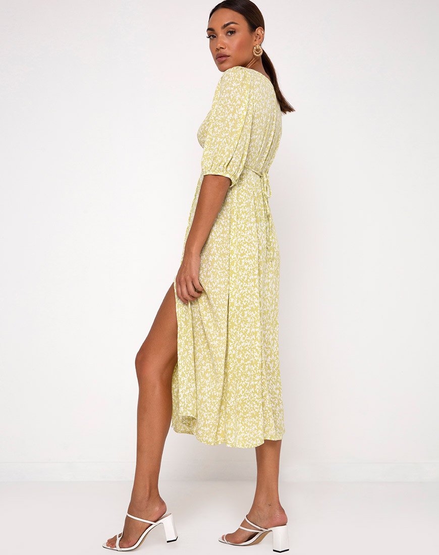 Sula Midikleid in Crinkle Botanic Mint Foam