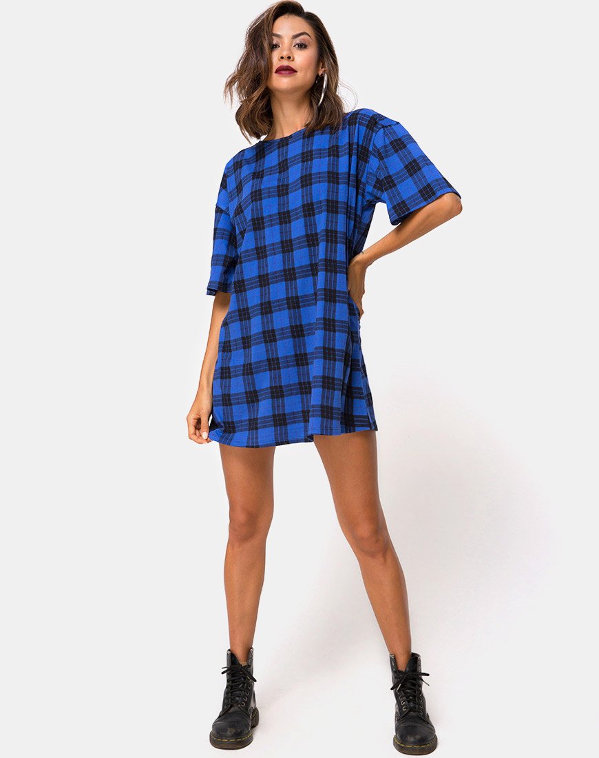 Bild von Sunny Kiss T Shirt Kleid in Tartan Blau
