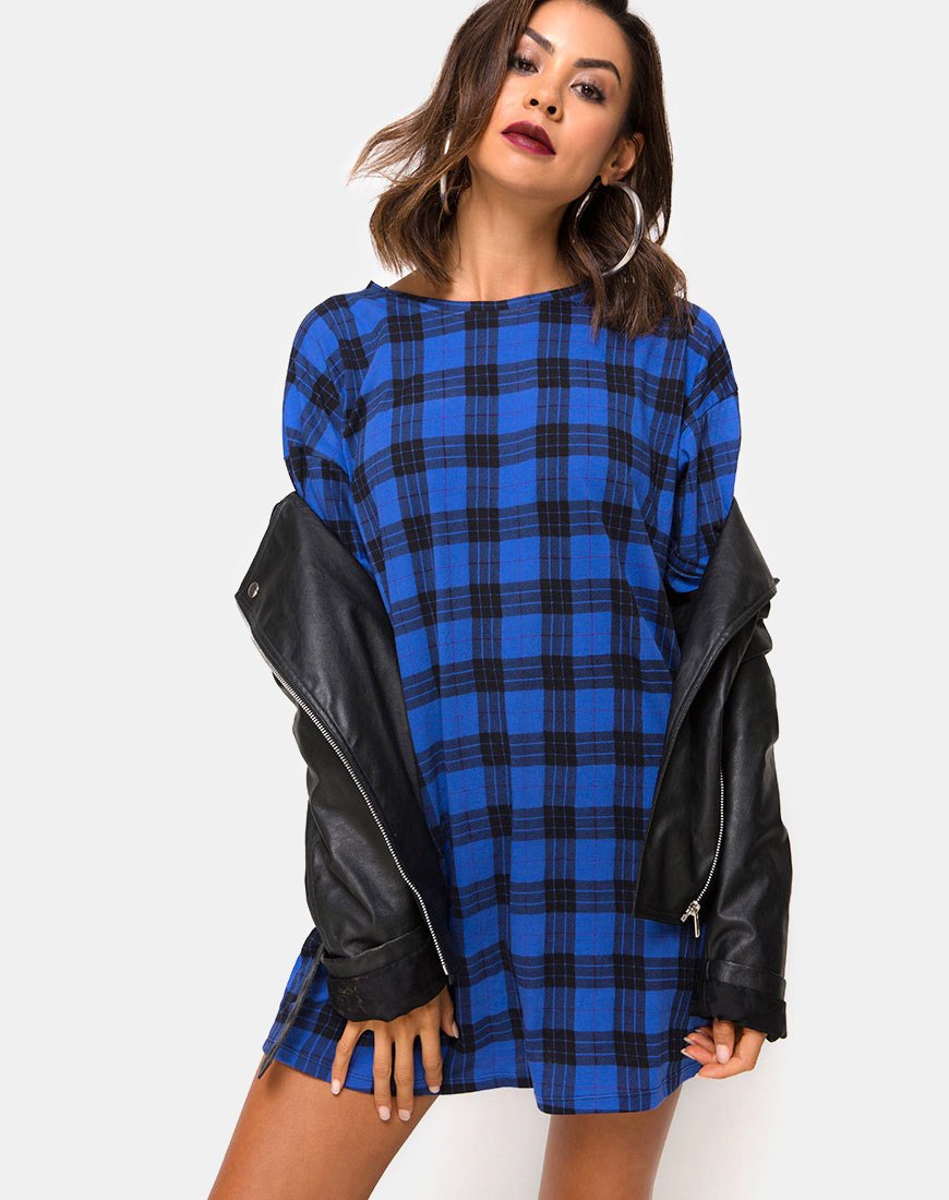 Bild von Sunny Kiss T Shirt Kleid in Tartan Blau