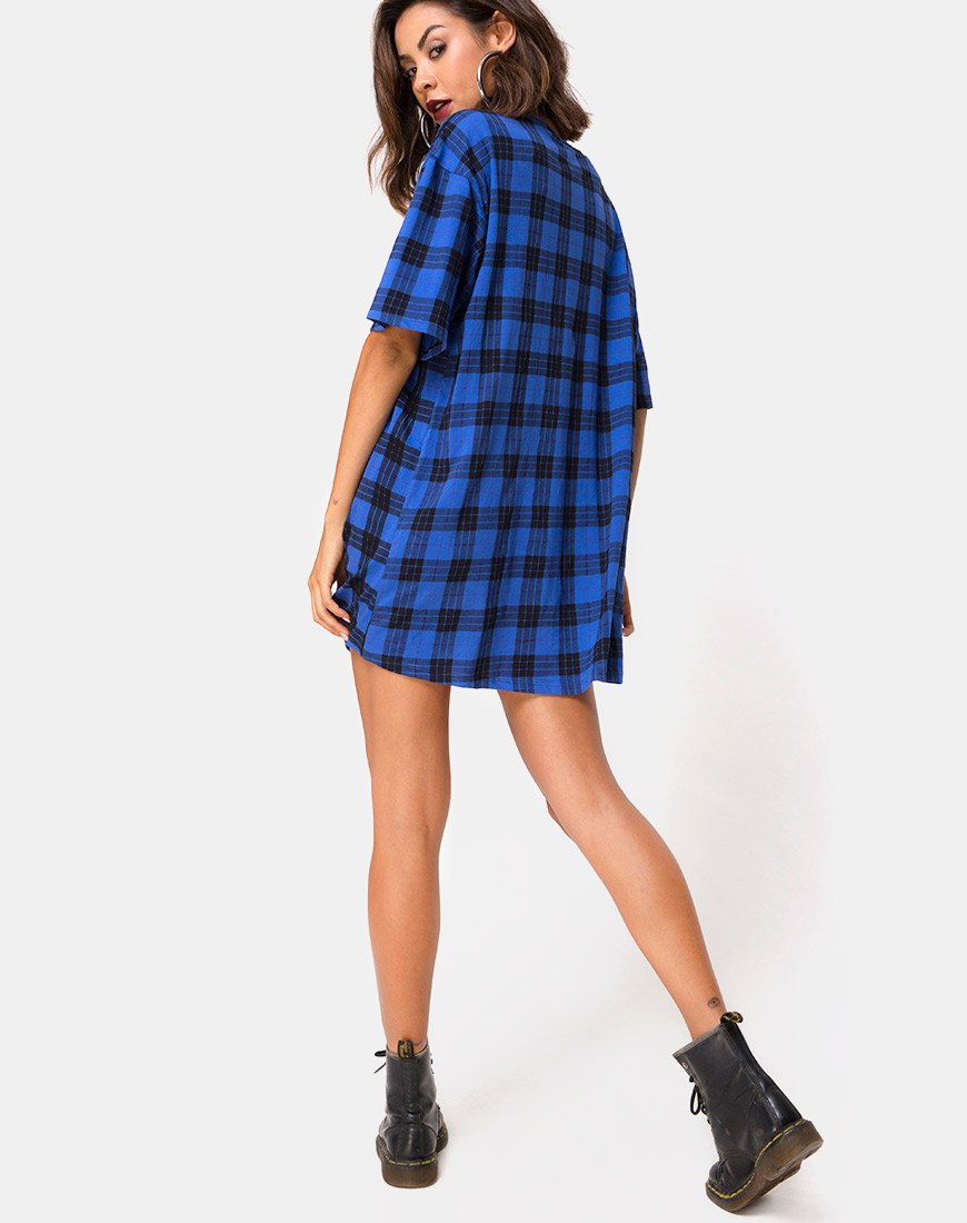 Bild von Sunny Kiss T Shirt Kleid in Tartan Blau