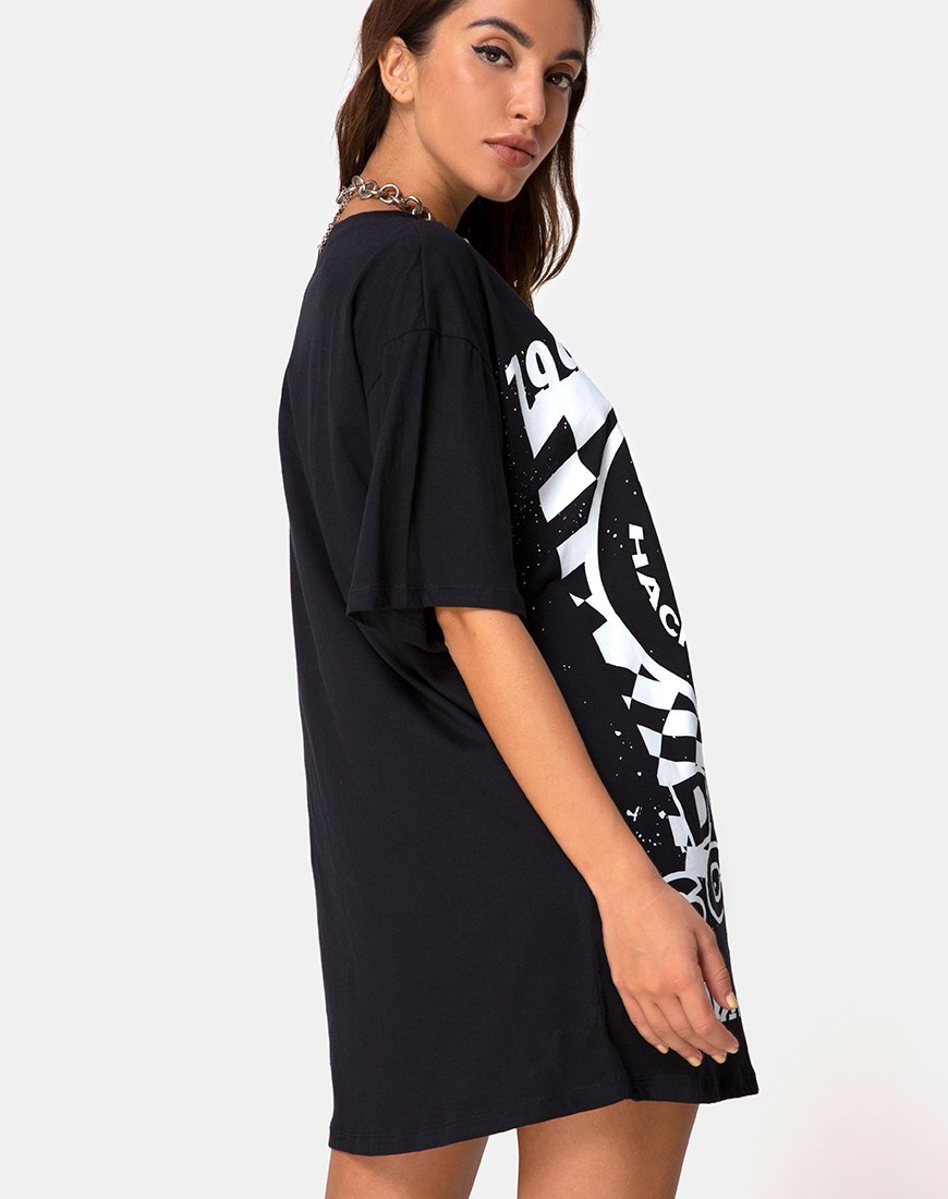 Sunny Kiss Tee in Schwarz mit weißem Traumgesicht