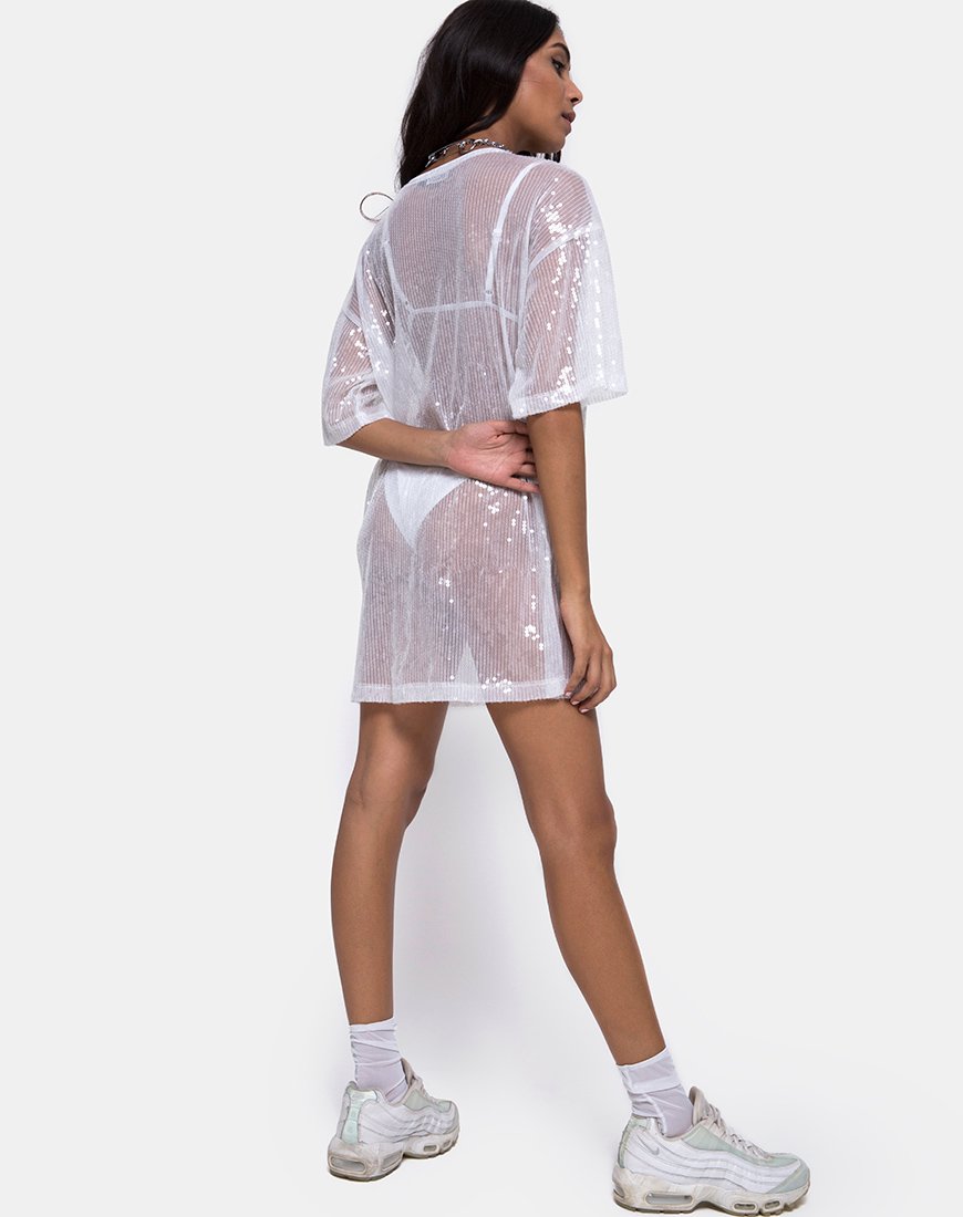 Bild von Sunny Kiss Tee aus transparentem weißem Paillettenstoff