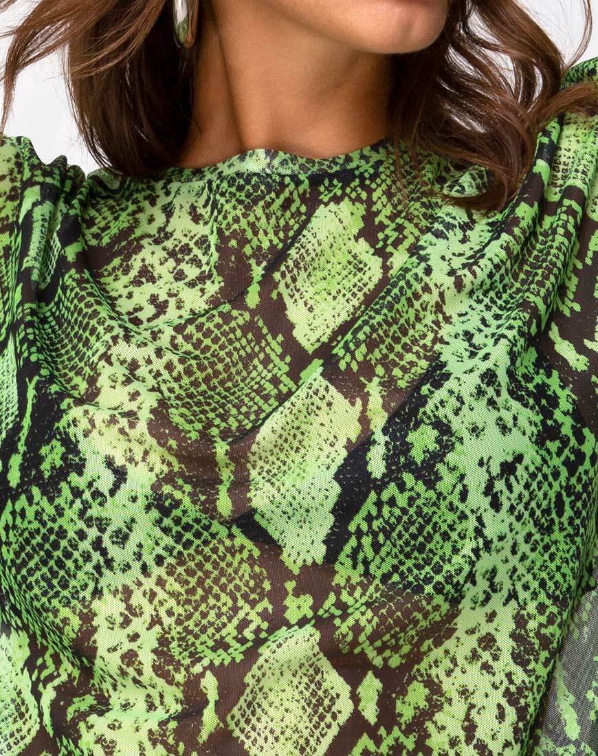 Bild von Sunny Kiss Oversize Tee in Slime Lime Snake Mesh
