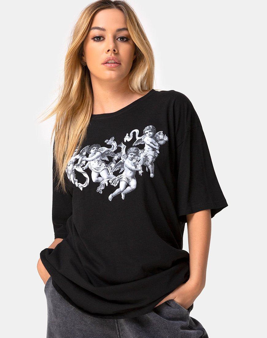 Bild von Sunny Kiss Tee in Schwarz mit Putte