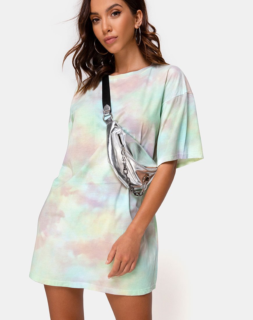 Sunny Kiss Tee-Kleid in Pastellfarbenem Tie Dye