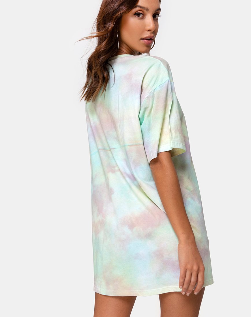 Sunny Kiss Tee-Kleid in Pastellfarbenem Tie Dye