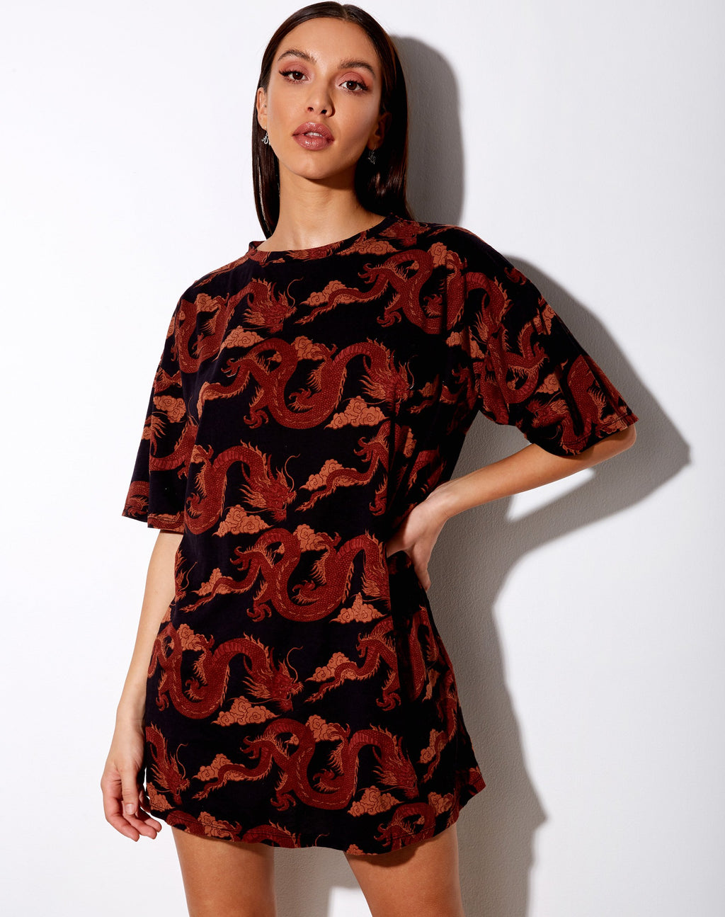 Sunny Kiss Tee in Orange mit Drachenmuster