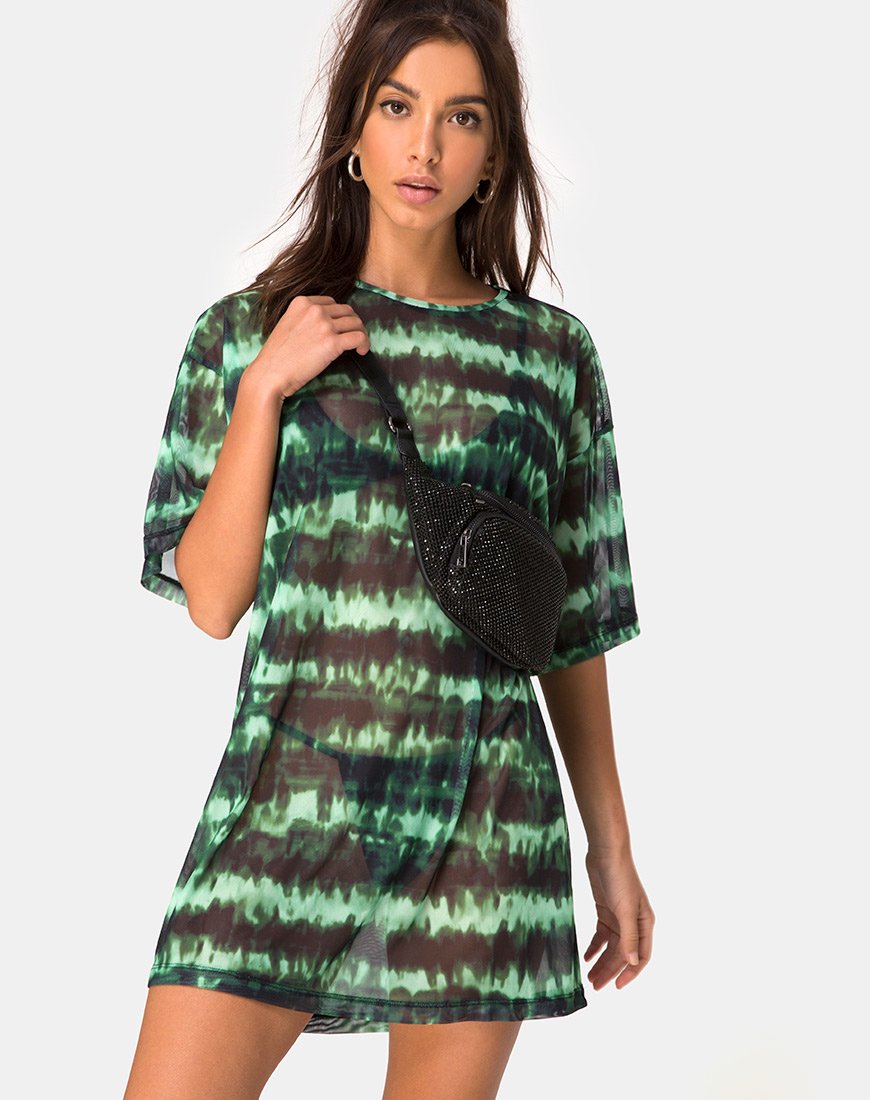 Sunny Kiss Tee in Tie Dye Türkis Mesh