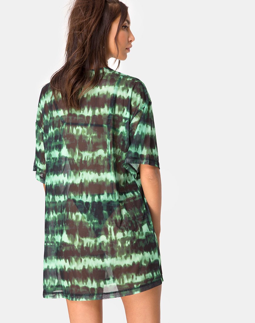 Sunny Kiss Tee in Tie Dye Türkis Mesh
