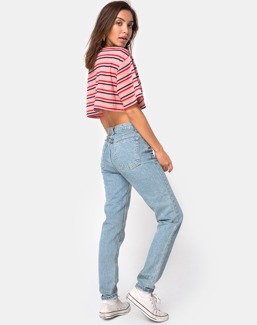 Bild von Super Cropped Tee in 70s Stripe Pink Horizontal