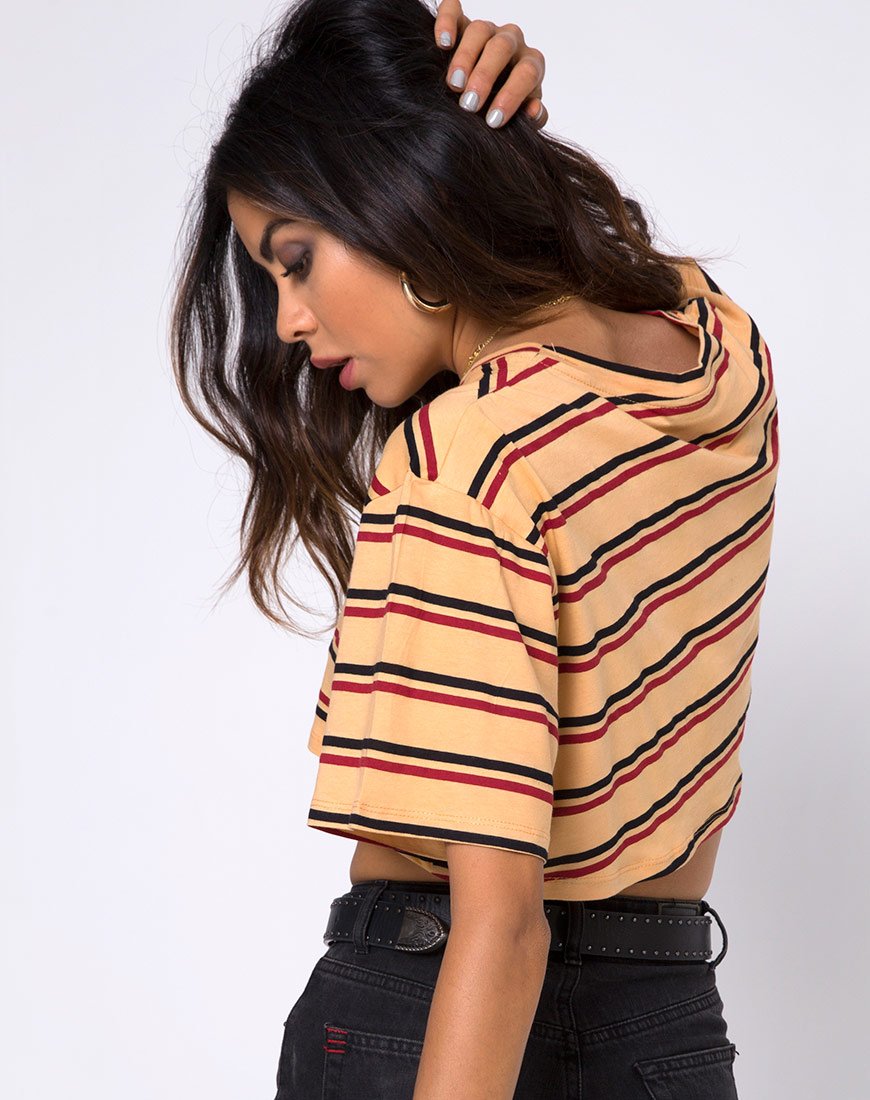 Bild von Super Cropped Tee in 70s Mustard Horizontal Stripe