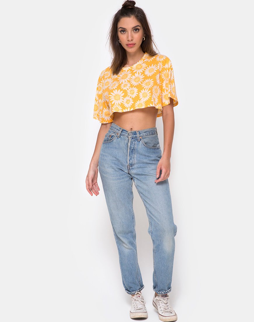 Bild von Super Crop Tee in Sunkissed Floral Gelb