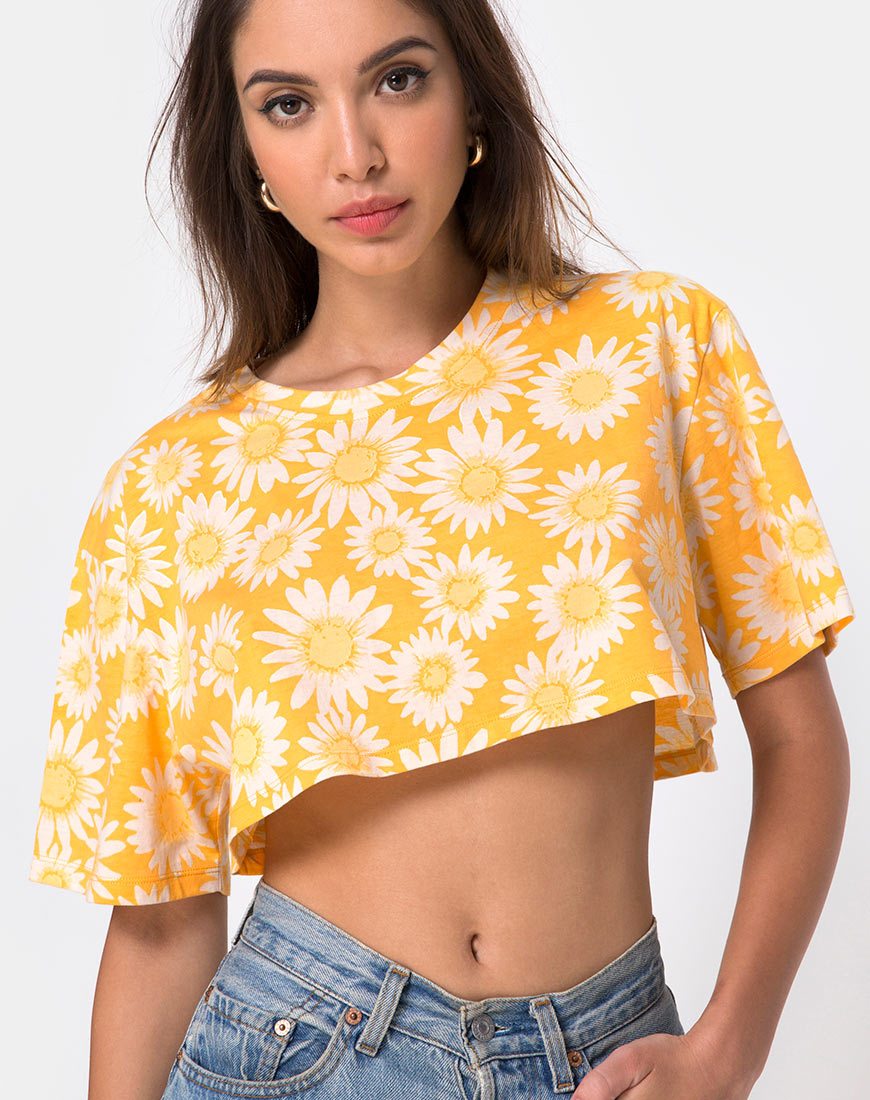 Super Crop Tee in Sunkissed Floral Gelb