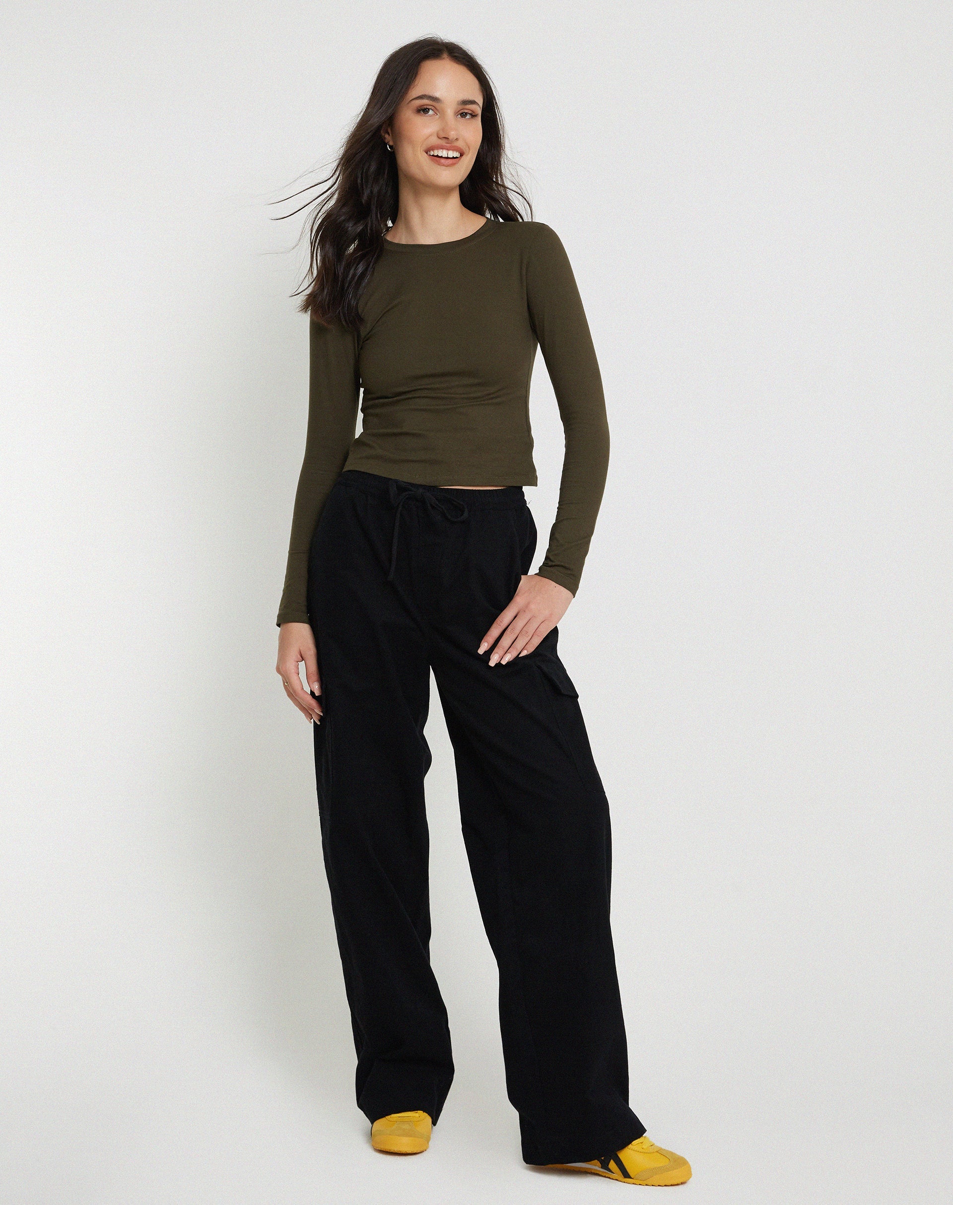 Image of Suratmi Langarm-Top in Olive