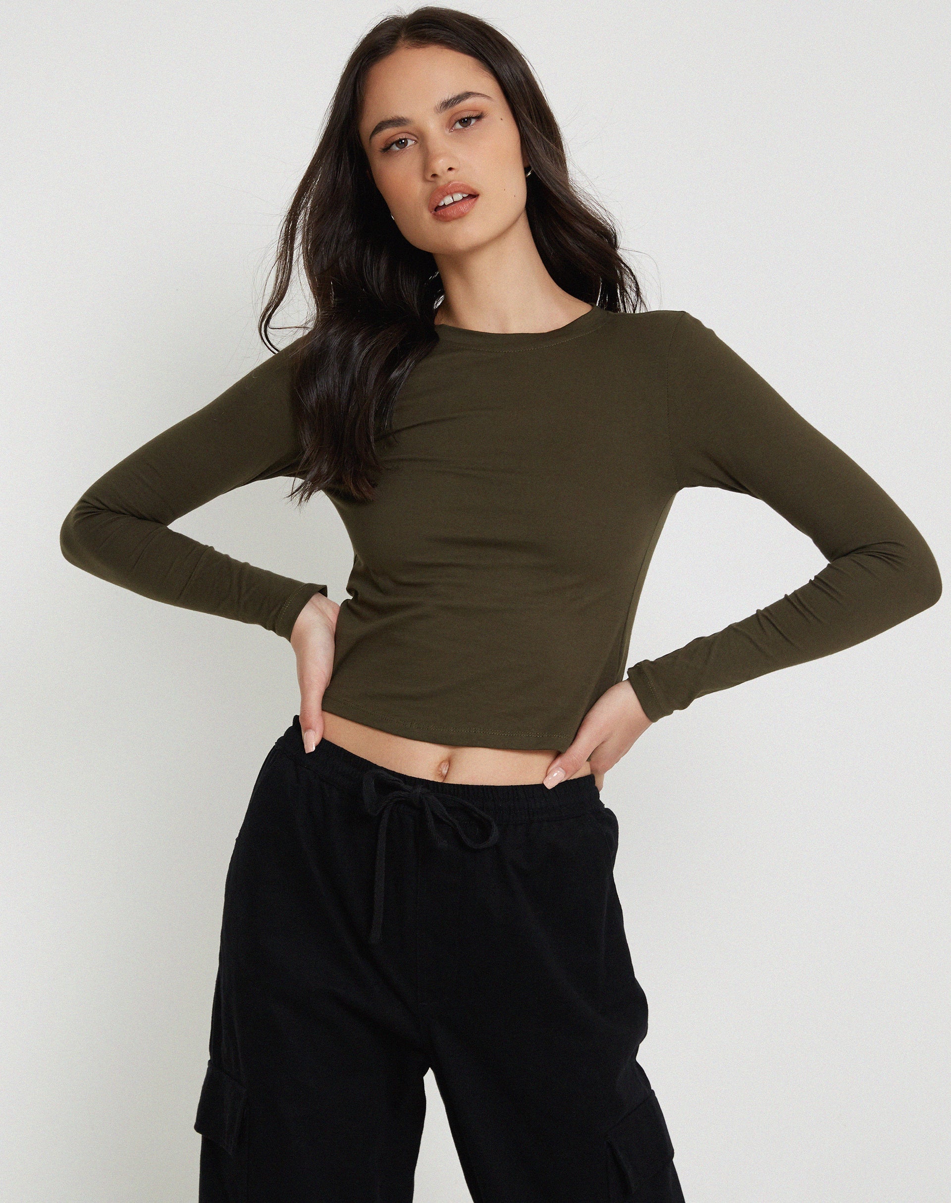 Image of Suratmi Langarm-Top in Olive