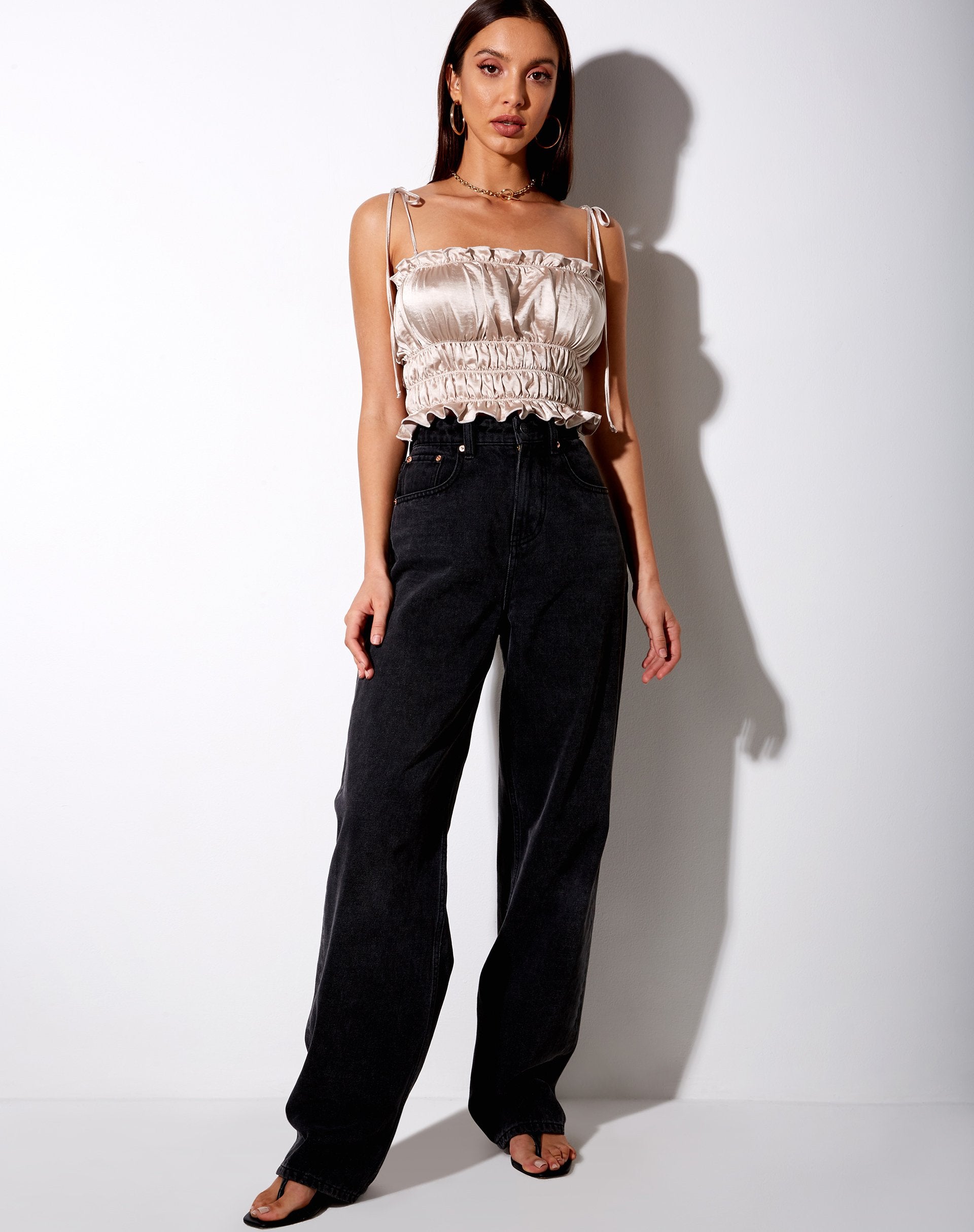 Bild von Silvia Cami Top aus Satin Champagner