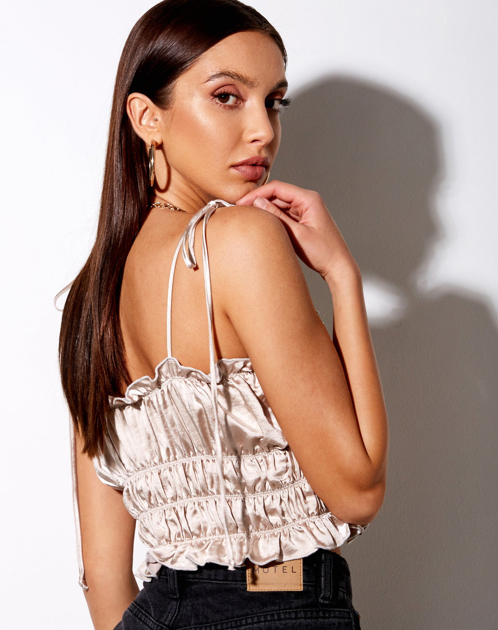 Silvia Cami Top aus Satin Champagner