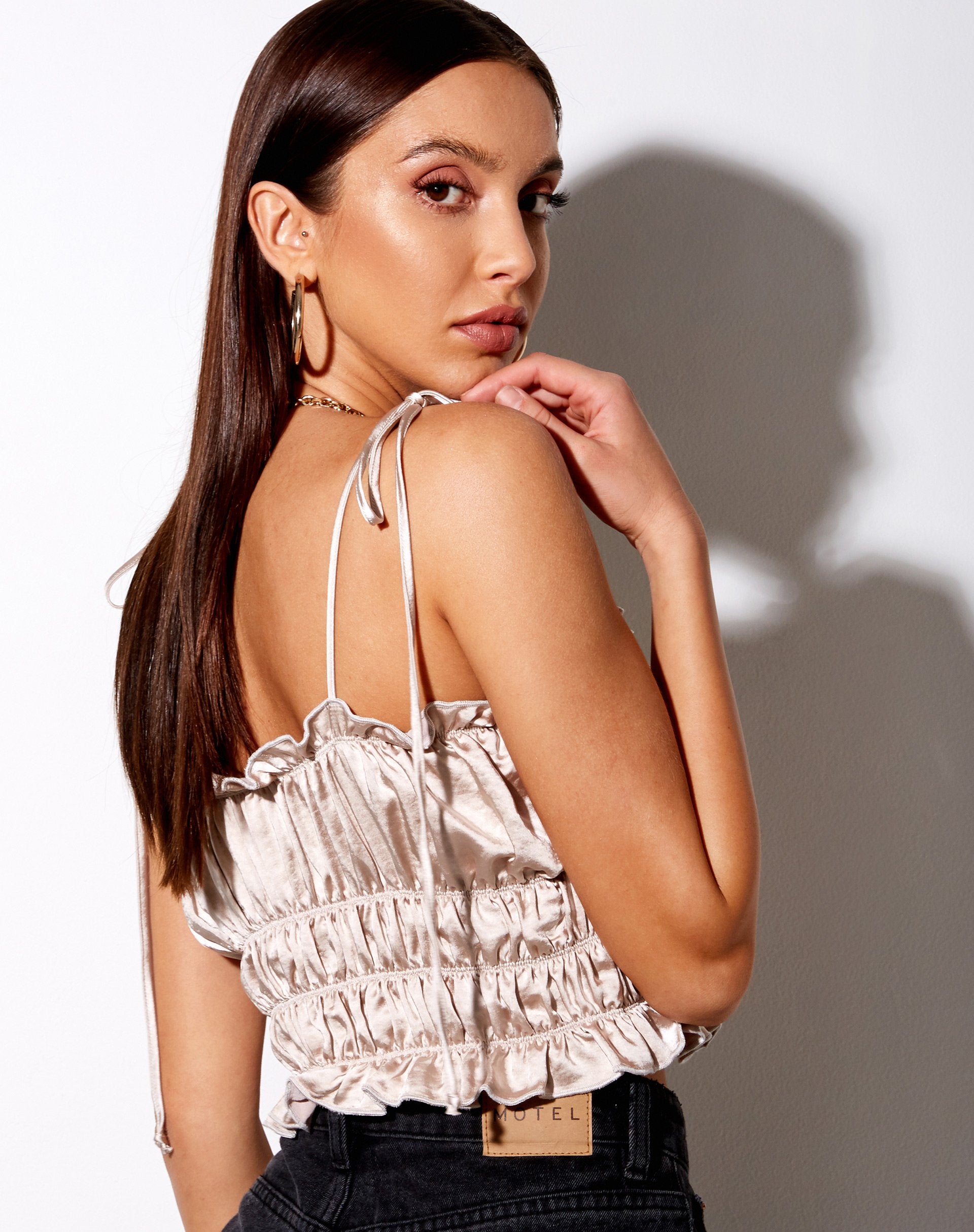 Bild von Silvia Cami Top aus Satin Champagner
