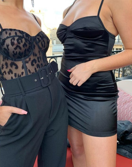 Leta Bodycon Kleid aus Satin Schwarz