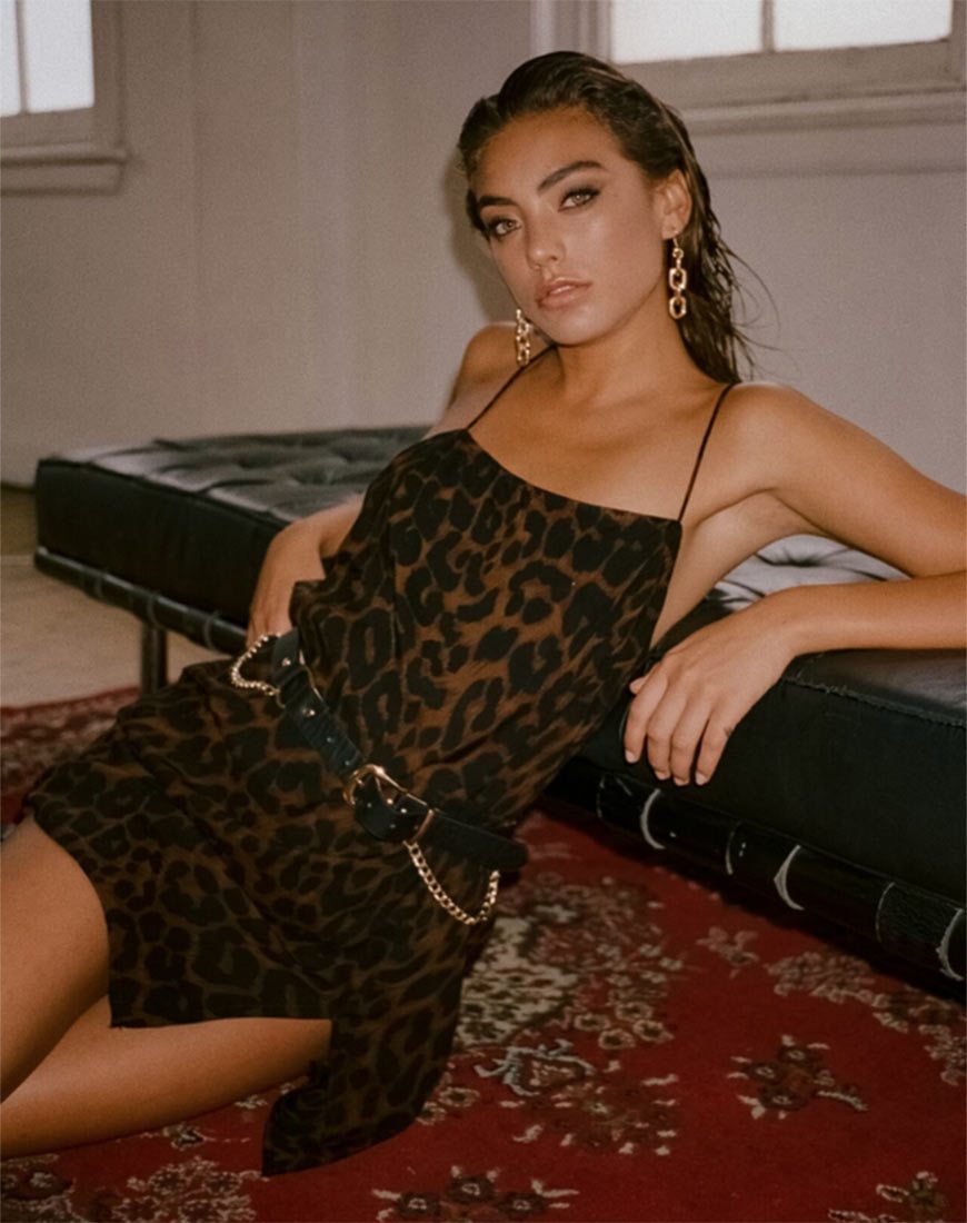 Datista Slip Dress in Übergröße Jaguar Braun