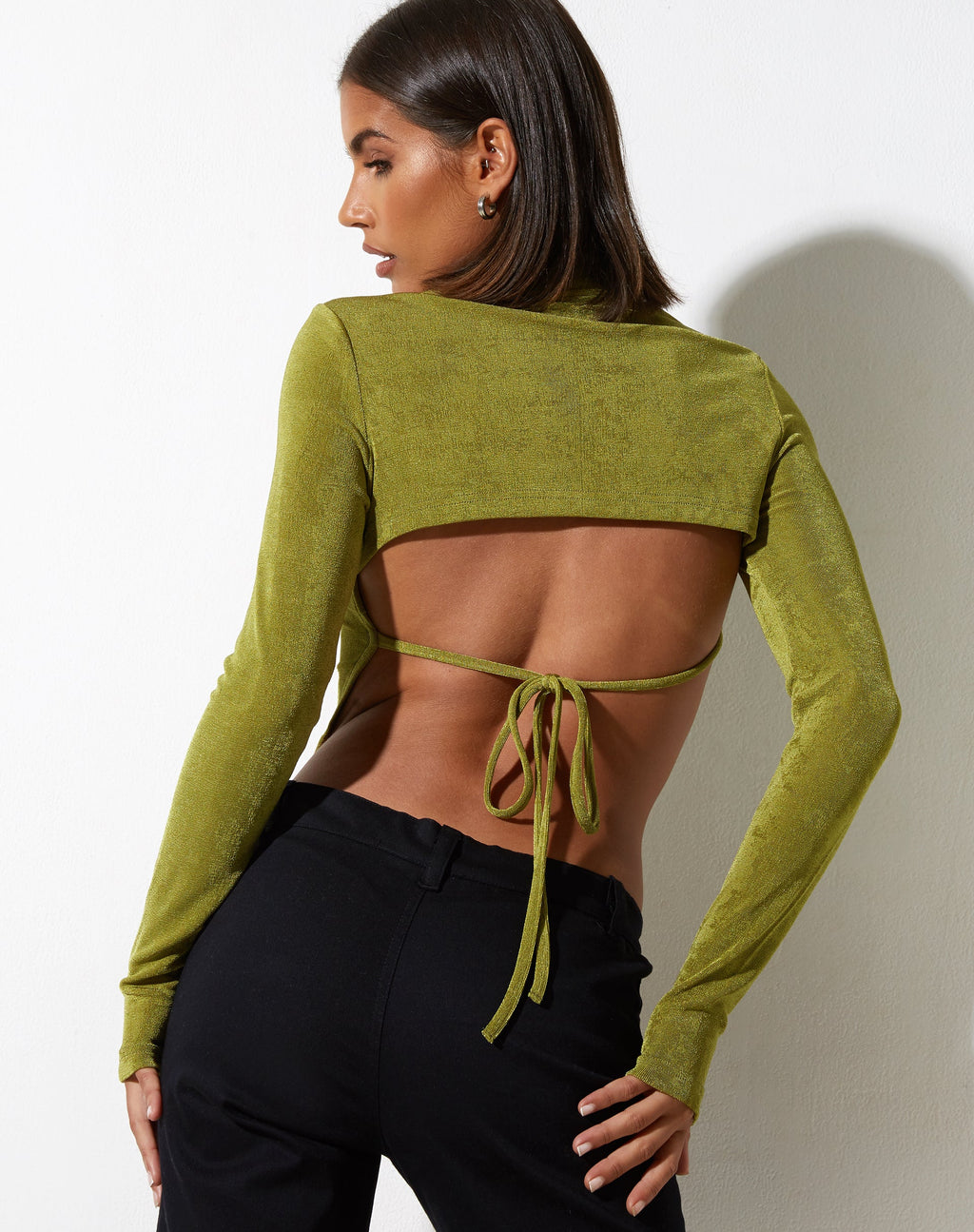 Tadita Crop Top aus Krepp-Limette