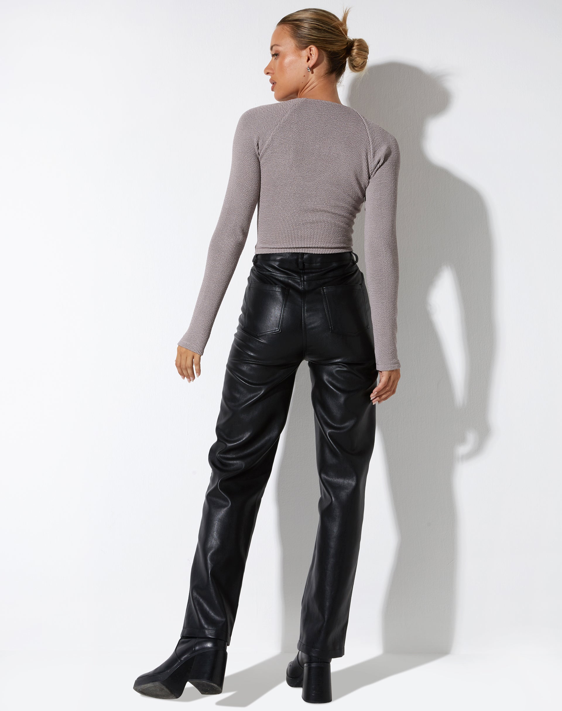image of Tamar Langarm-Top aus Jacquard-Rippe Tan