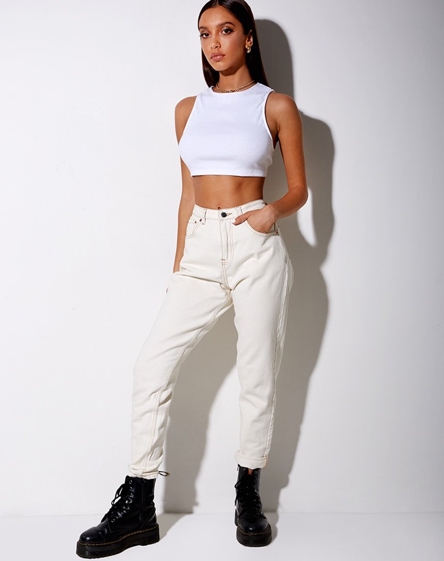 Bild von Tasve Crop Top in Rippe Weiß