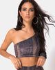 Image of Tatiana Top in Samt Braun Schlange