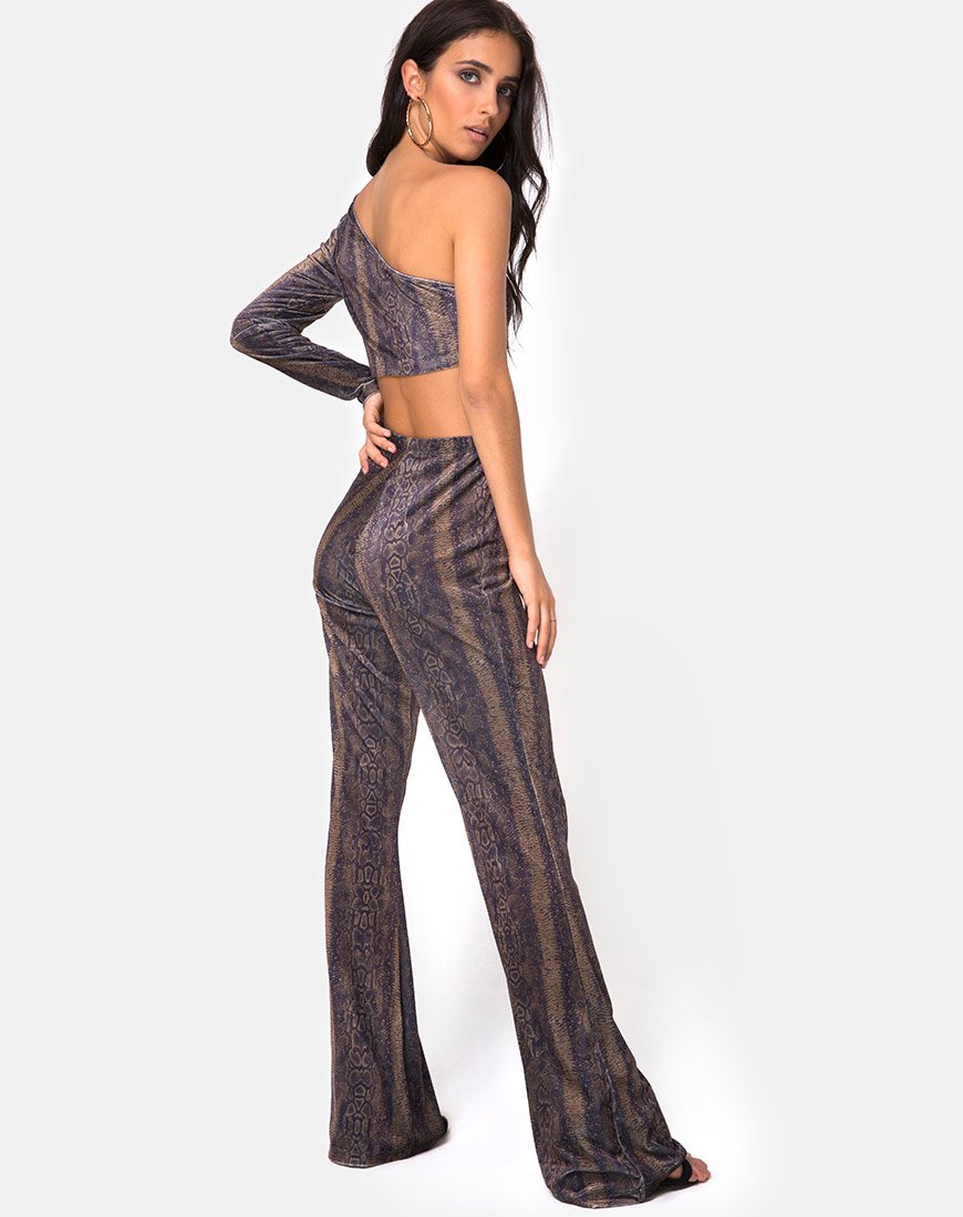 Image of Tatiana Top in Samt Braun Schlange