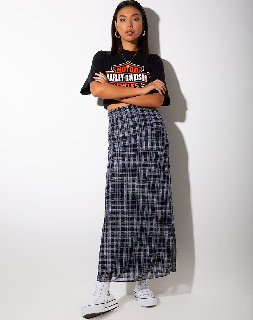 Image of Sayang Maxirock im Tintenklecks-Karo Schwarz und Weiß