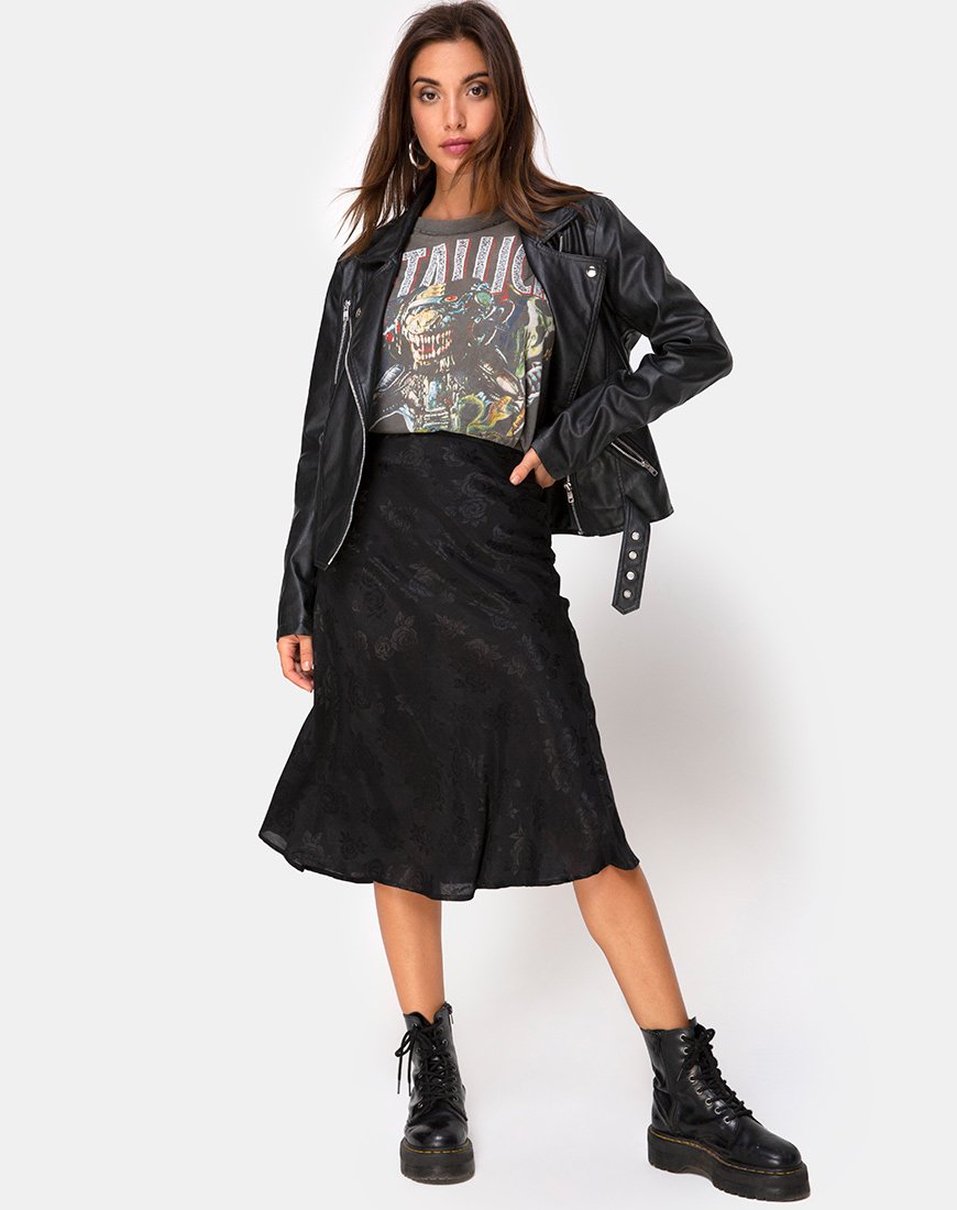 Tauri Midirock aus Satin Rose Schwarz