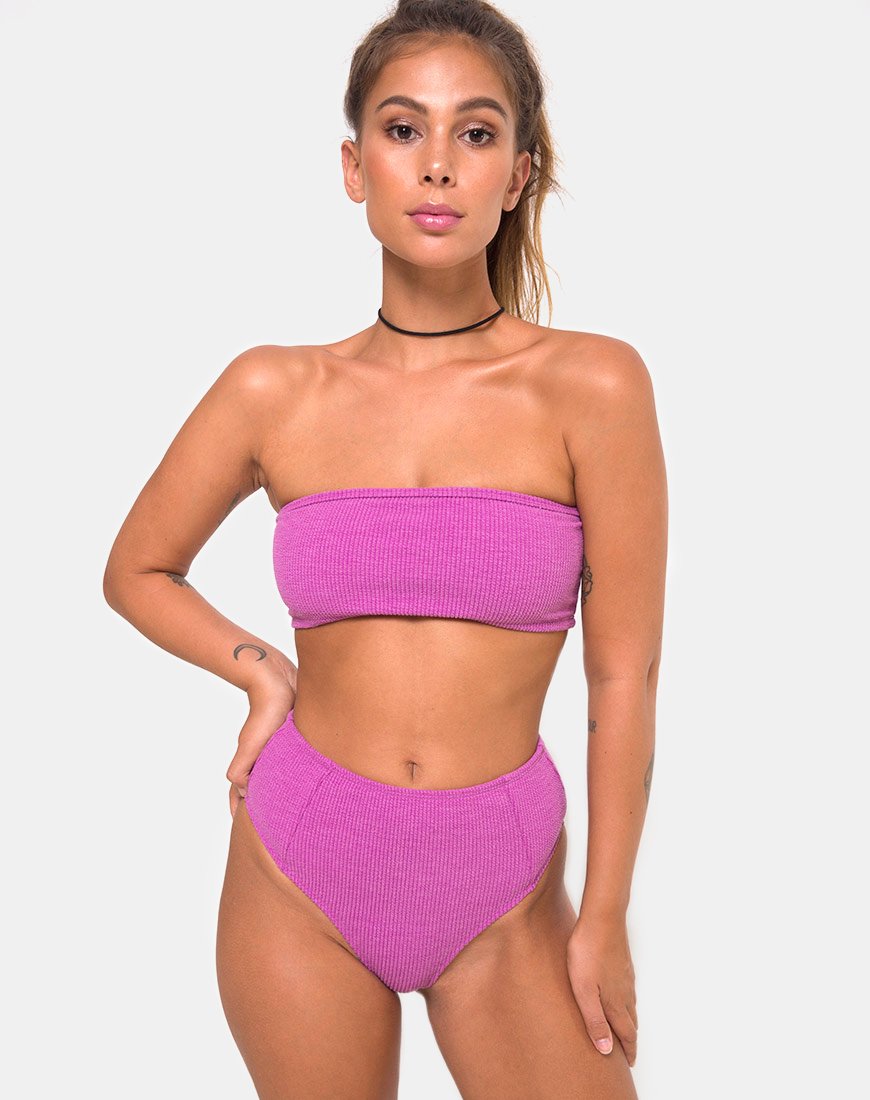 Taya Bikinioberteil in Crinkle Rib Violett