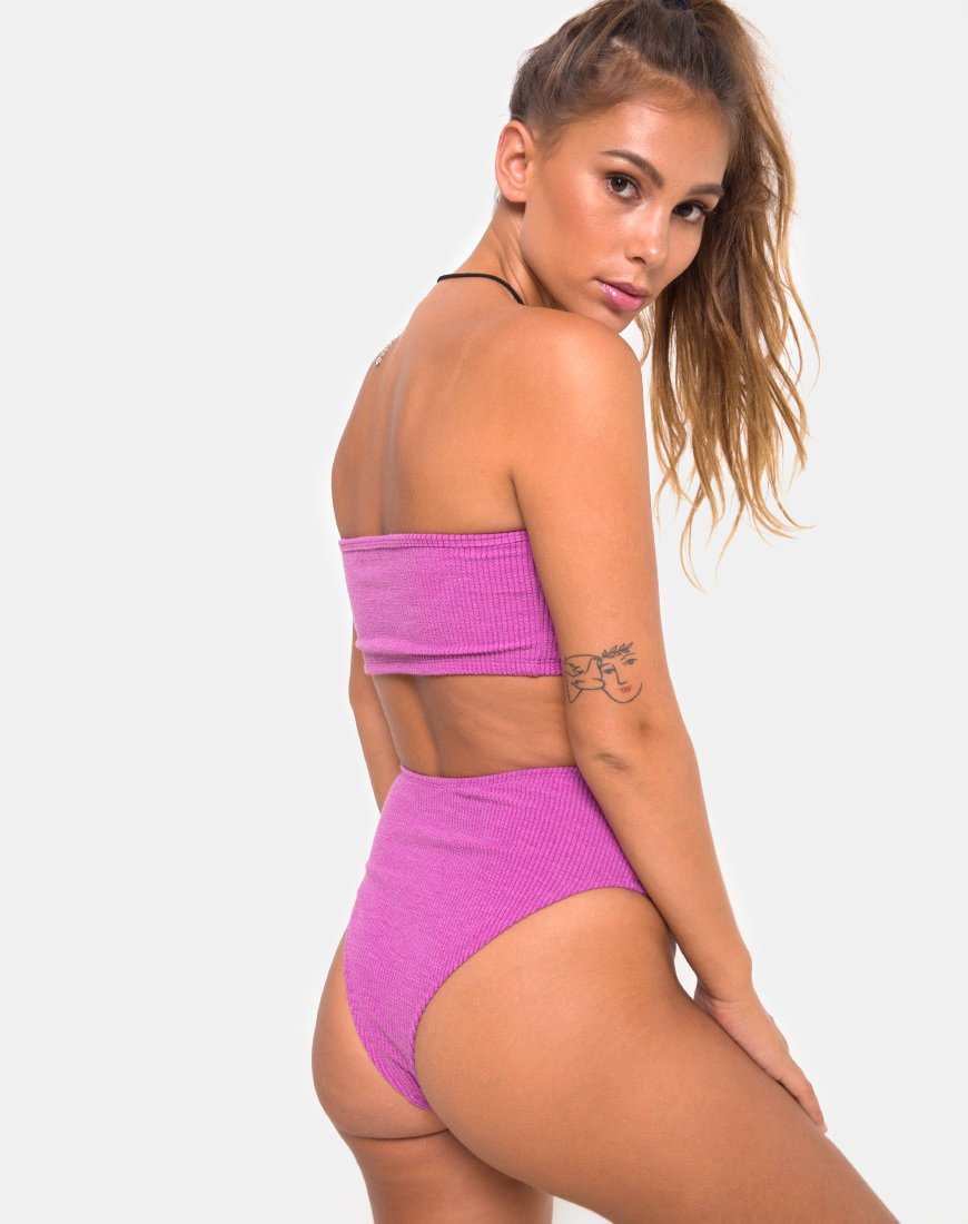 Taya Bikinioberteil in Crinkle Rib Violett