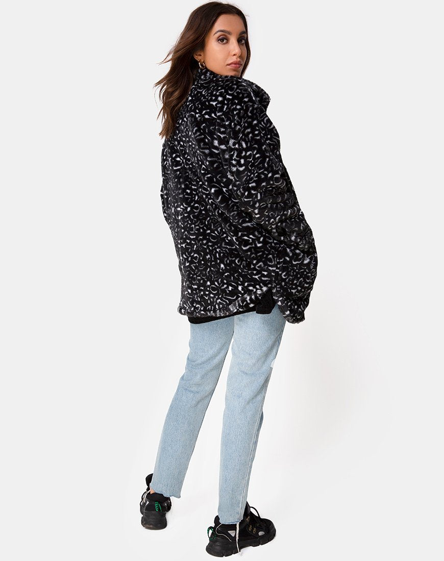 Image of Teddybär Pelzmantel in Schwarz Leopard
