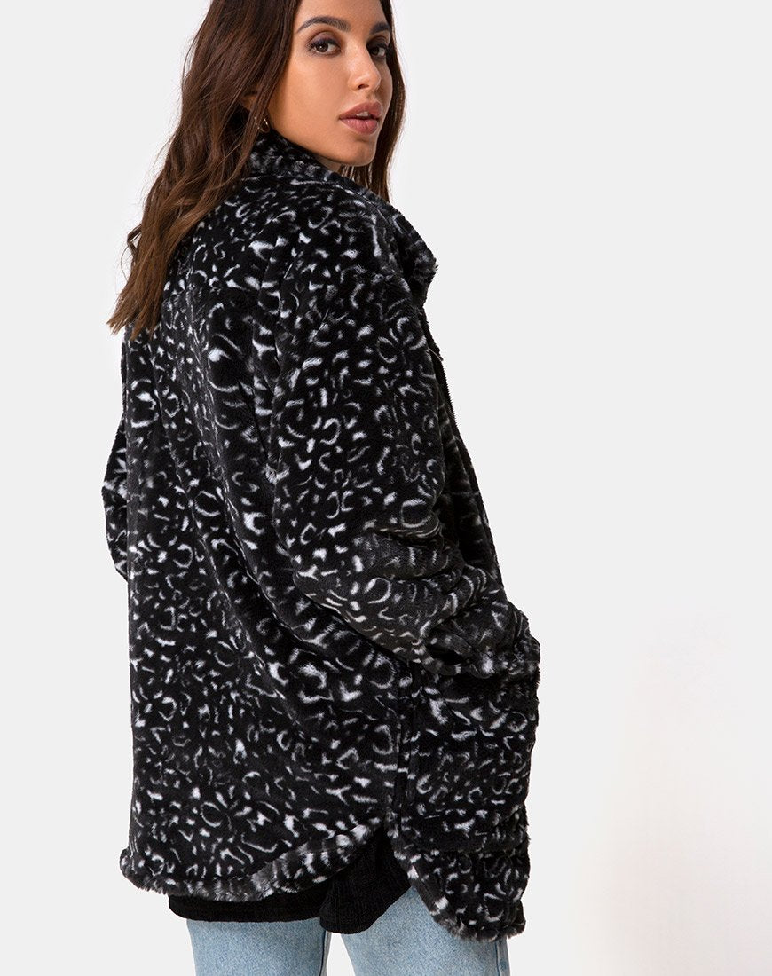Image of Teddybär Pelzmantel in Schwarz Leopard