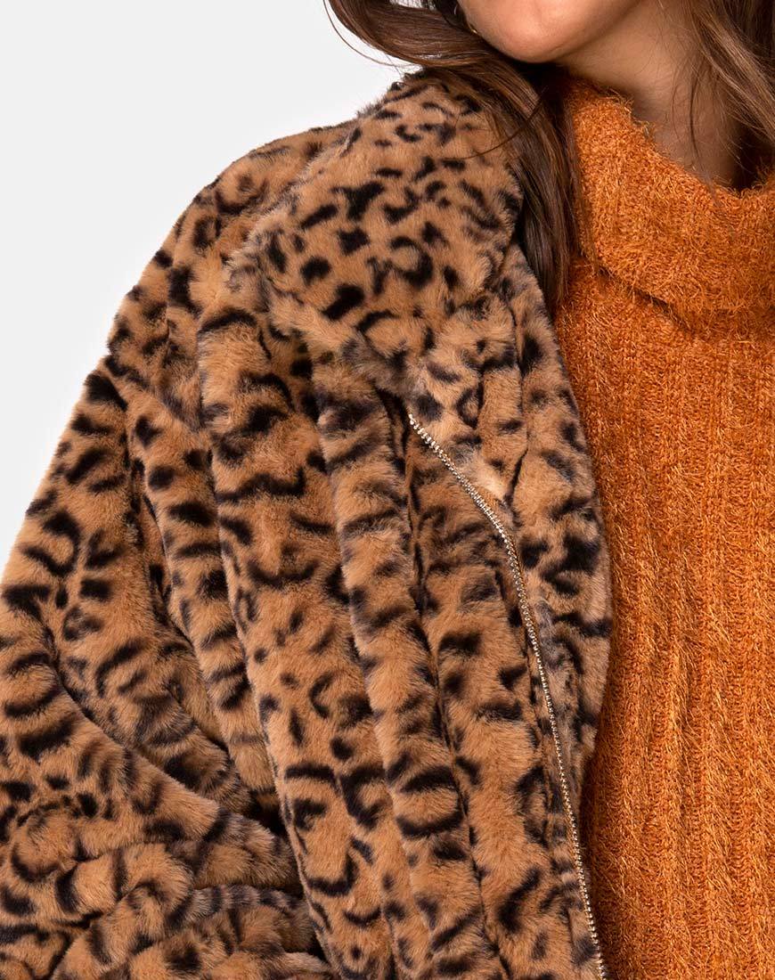 Image of Teddybär Pelzmantel in Braun Leopard