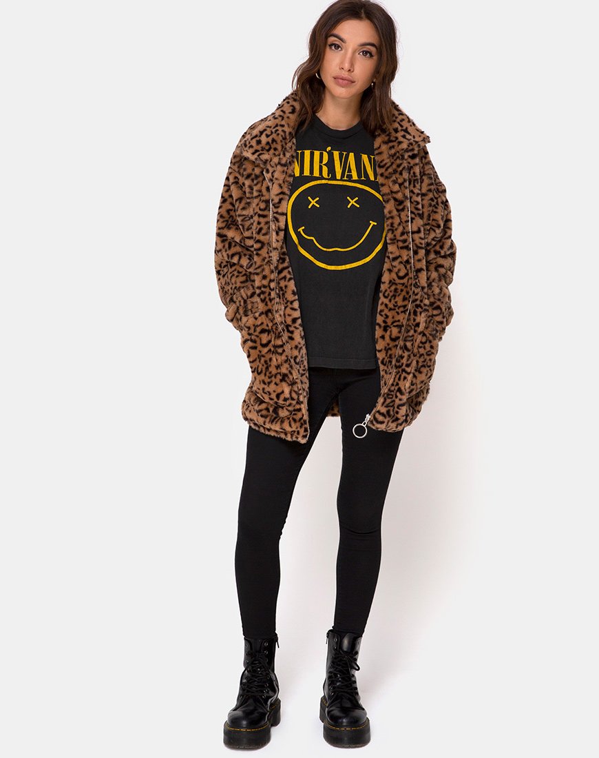 Image of Teddybär Pelzmantel in Braun Leopard