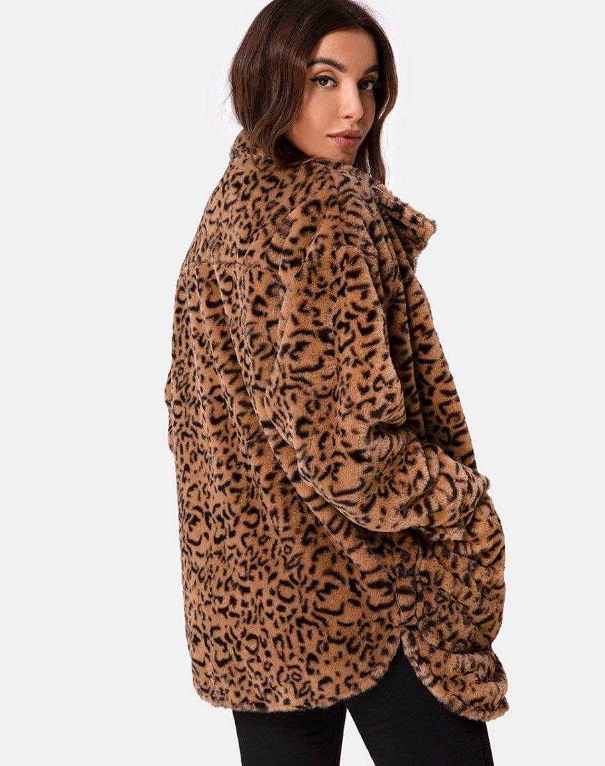 Teddybär Pelzmantel in Braun Leopard