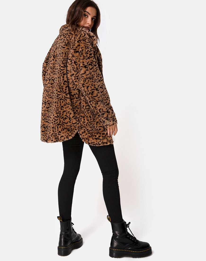 Image of Teddybär Pelzmantel in Braun Leopard