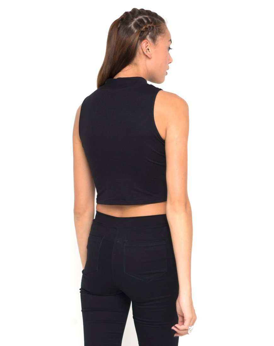 Bild von Motel Tempo Mesh Panel Crop Top in Schwarz