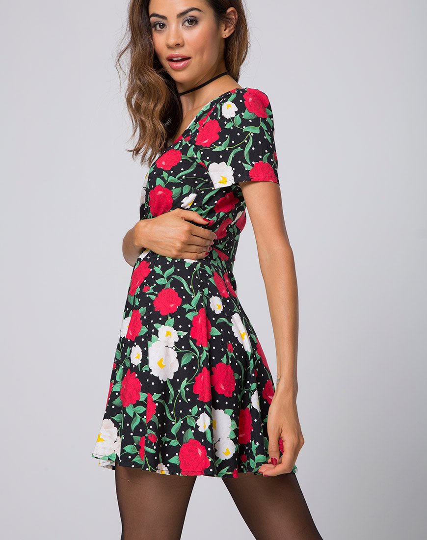 Image of Shaab Skaterkleid in Polka Rose Schwarz