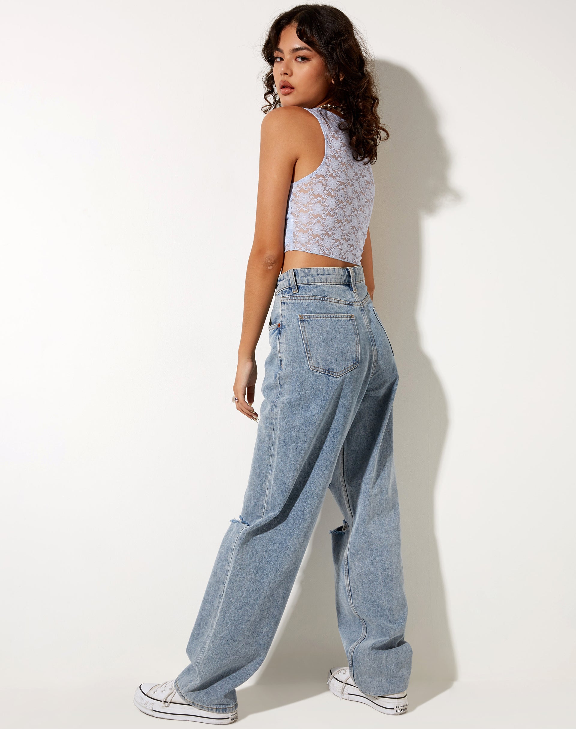 Image of Tiati Crop Top aus Spitze Powder Blue