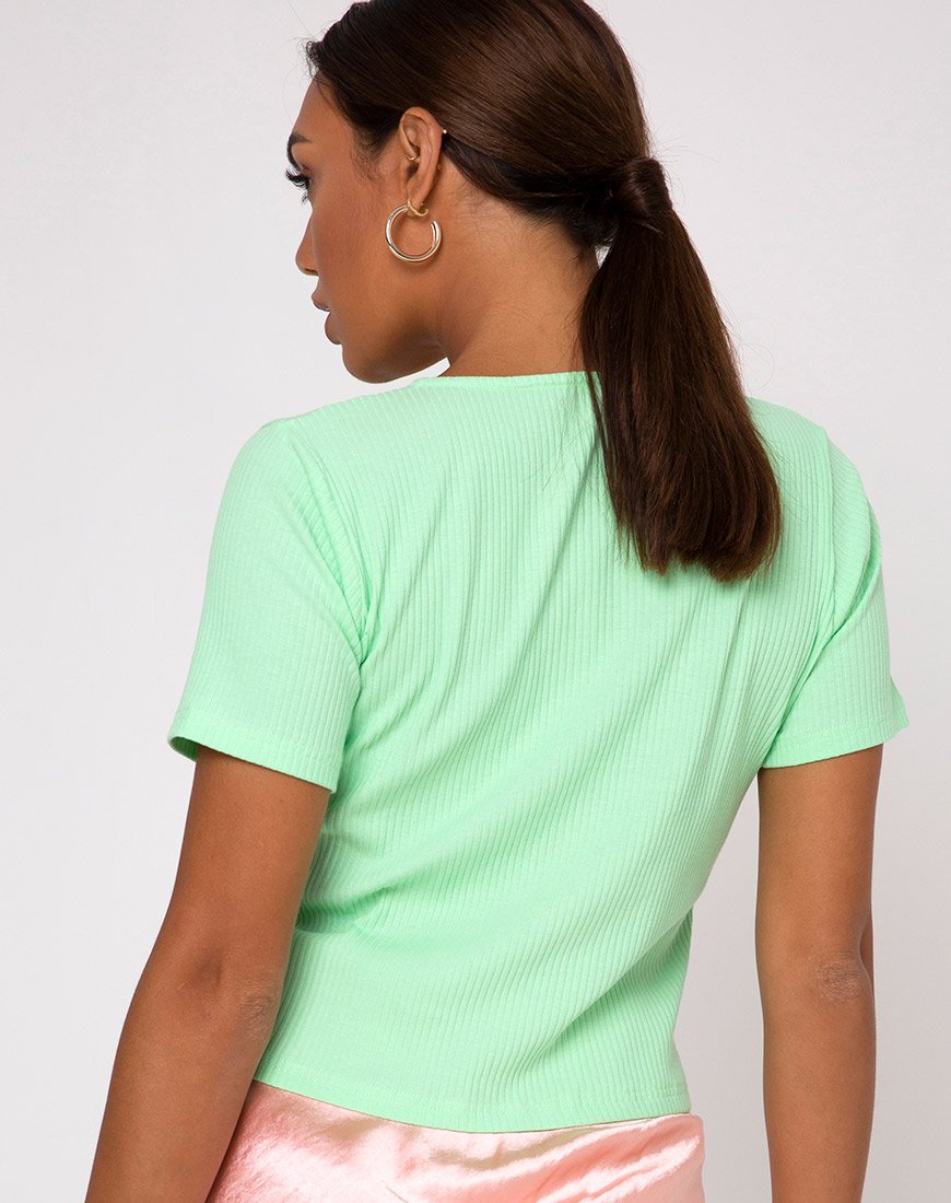Tiery Crop Top aus Rippe Neo Mint