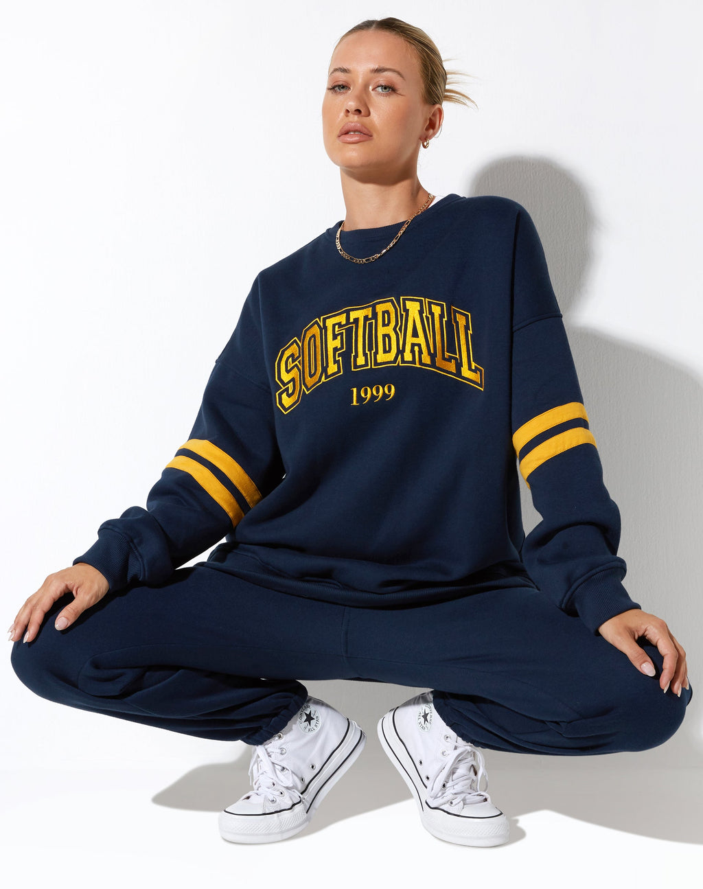 Tim Sweatshirt in Marineblau Citrus Streifen Fußball 1999