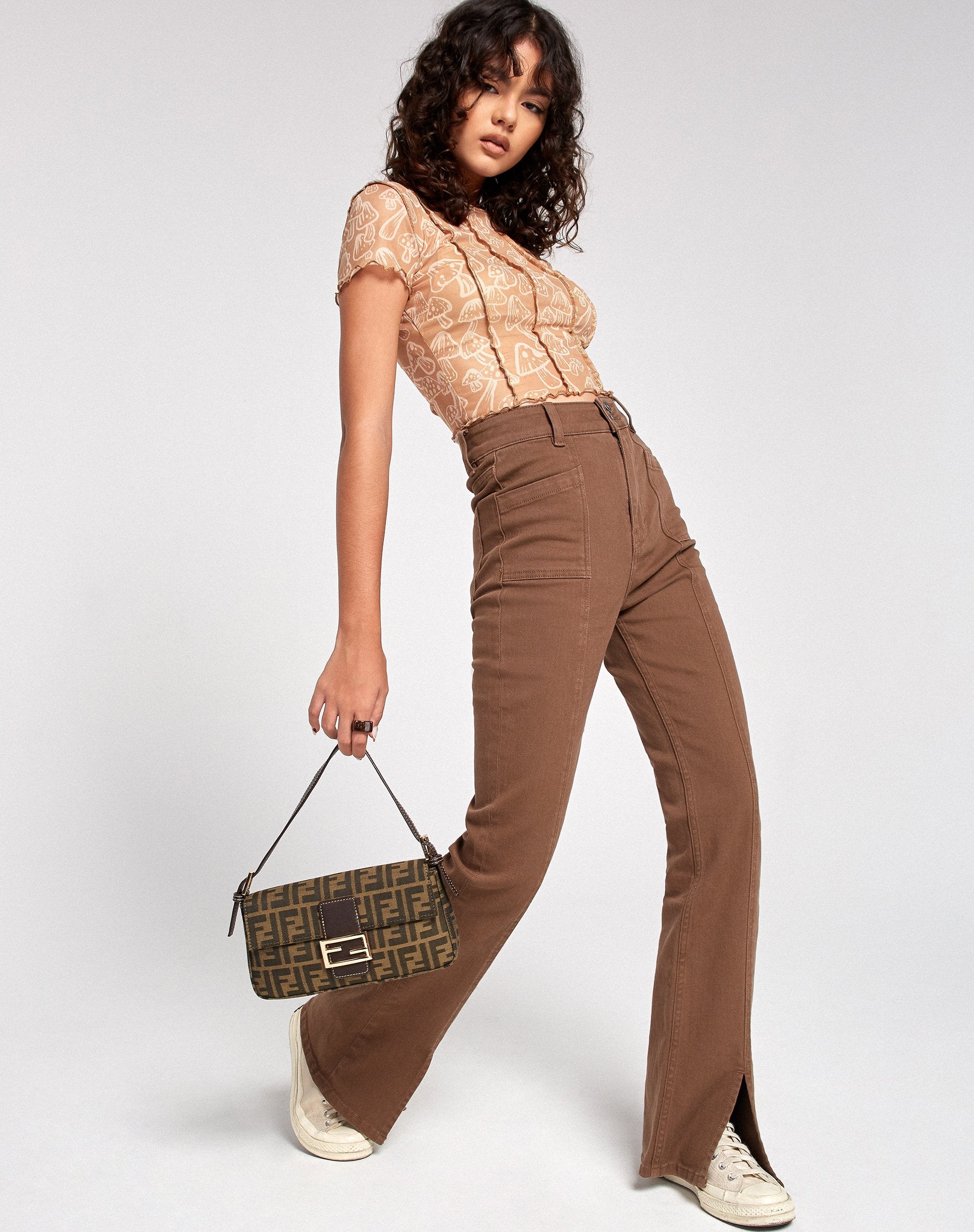Bild von Tinara Crop Top in Tan Mushroom