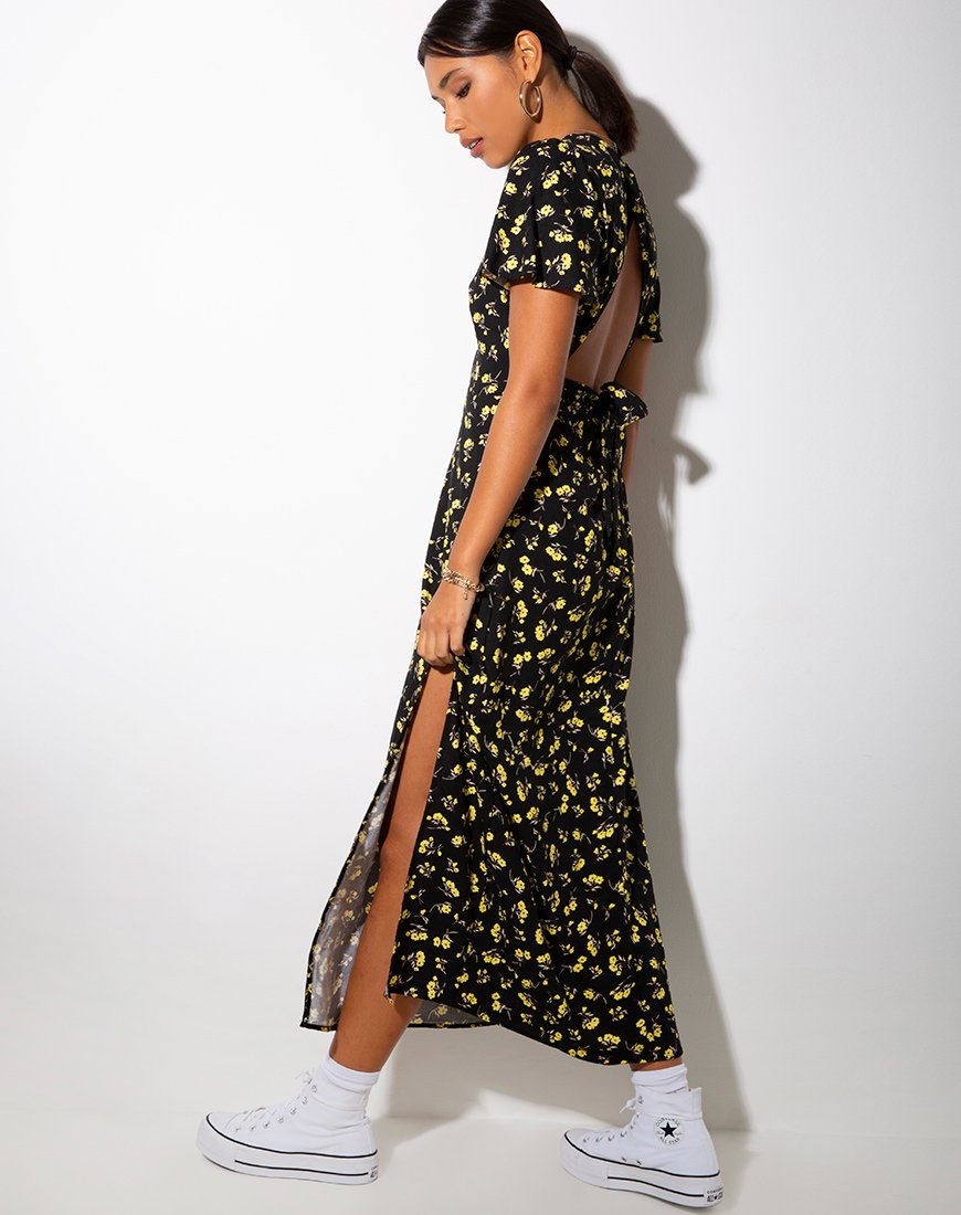 Image of Tinata Maxikleid in Butterblume Schwarz und Gelb