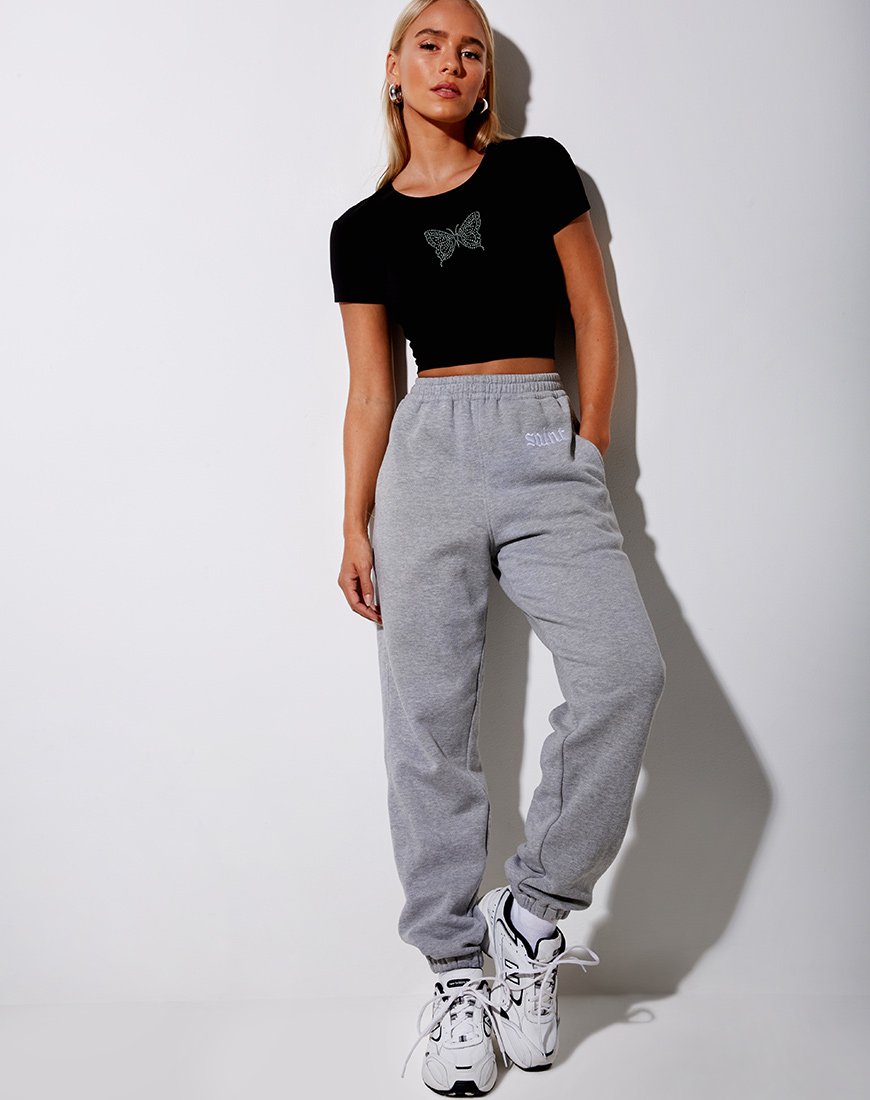 Bild von Tiney Crop Tee in Schwarz Butterfly Hotfix