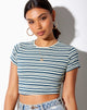 Image of Tindy Crop Top in Dunkelgrün Hellgrün und Weiß